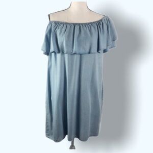 [Zara] Denim Off the Shoulder Dress